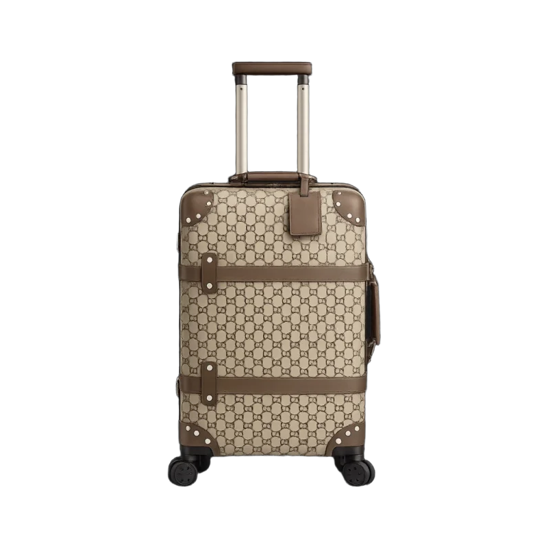 GG Supreme Rolling Travel Suitcase Brown Leather Trim Premium Edition | تصميم فاخر كلاسيكي | باقر ستور العراق