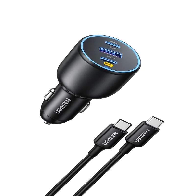 UGREEN 130W 3-Port Car Charger (with 100W USB-C Cable)