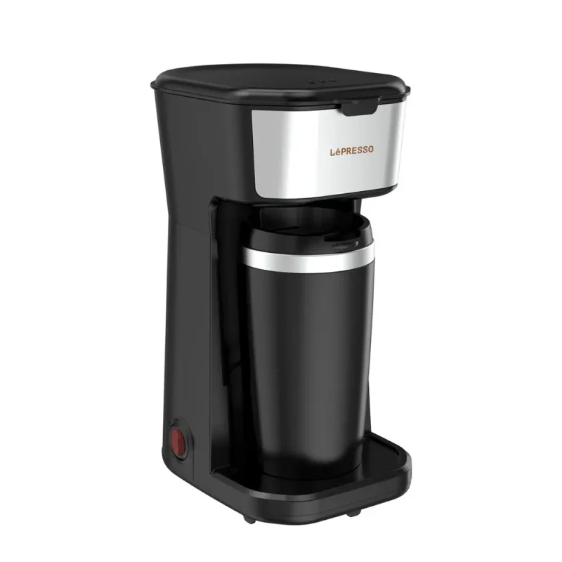 ماكينة تحضير القهوة الفردية ليبريسو مع كوب حراري متنقل بقدرة 450 واط – أسود (LePresso Coffee Maker with Travel Mug 450W)