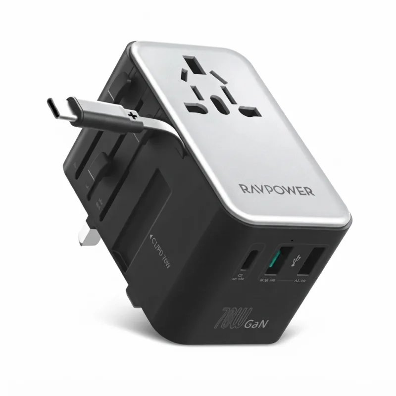 محول السفر والشاحن RAVPower RP-PC1061 بقدرة 70 واط