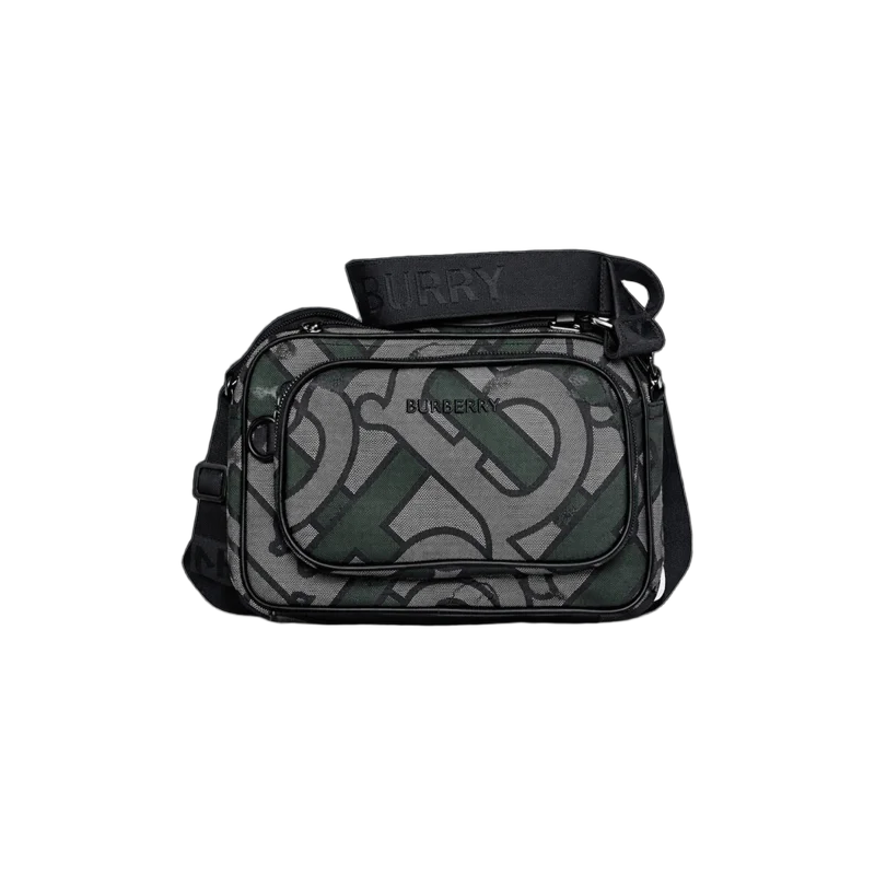 Monogram Print Crossbody Bag – Dark Green Edition | تصميم فاخر كلاسيكي | باقر ستور العراق