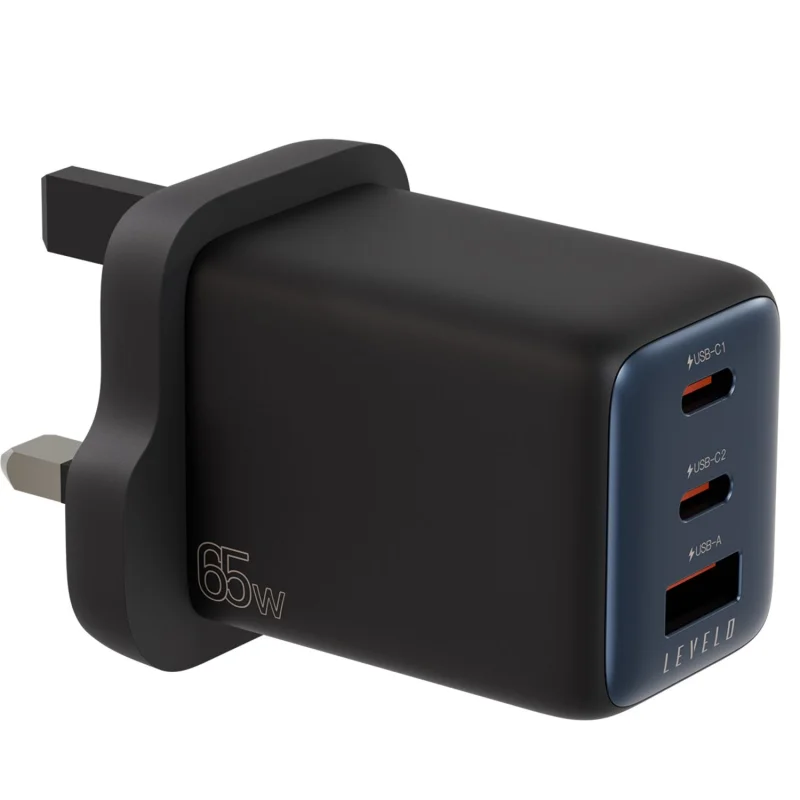 محول الطاقة الذكي LEVELO 65W GaN - قوة خارقة بحجم صغير وتقنية توزيع ذكي للطاقة