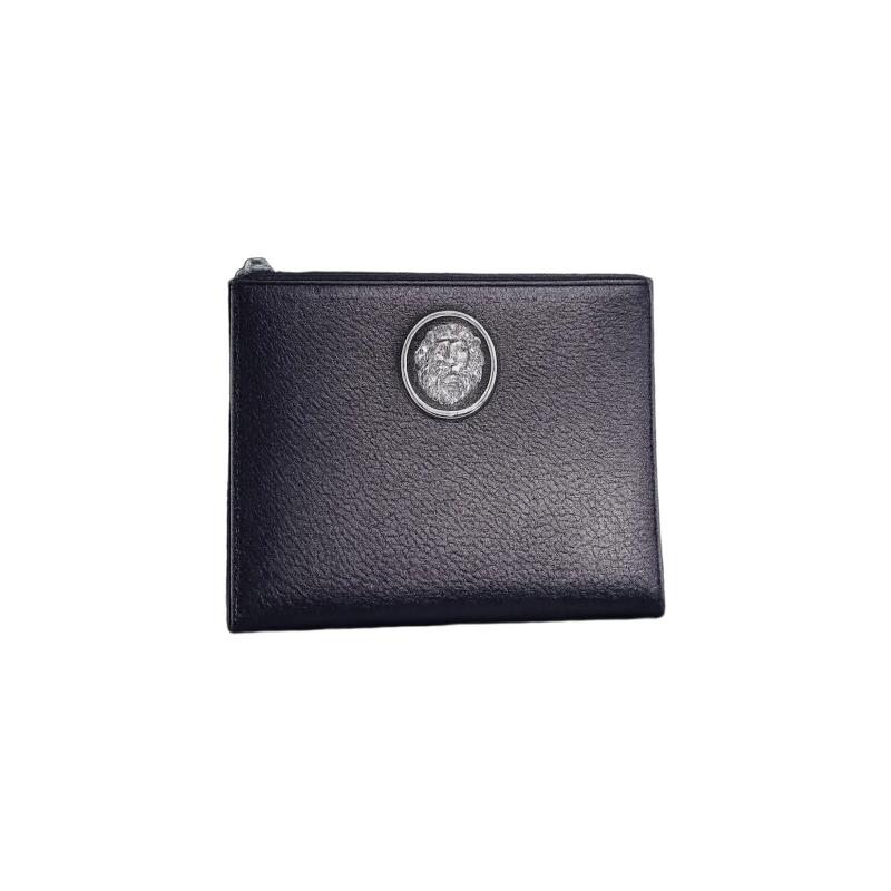 Medallion Classic Leather Zip Wallet – Black Edition | تصميم فاخر مستوحى | باقر ستور العراق