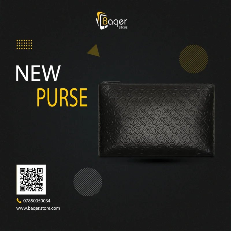 كلتش جلد بنقشة Burberry مونوغرام