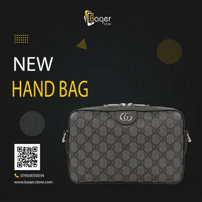 حقيبة كتف صغيرة بسحاب مزدوج ونقشة كلاسيكية – رمادي وأسود – BQ-CB336