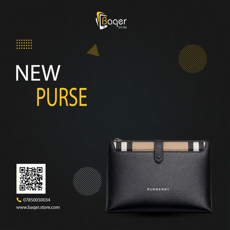 Burberry – Vintage Check Leather Pouch Clutch – Black Edition