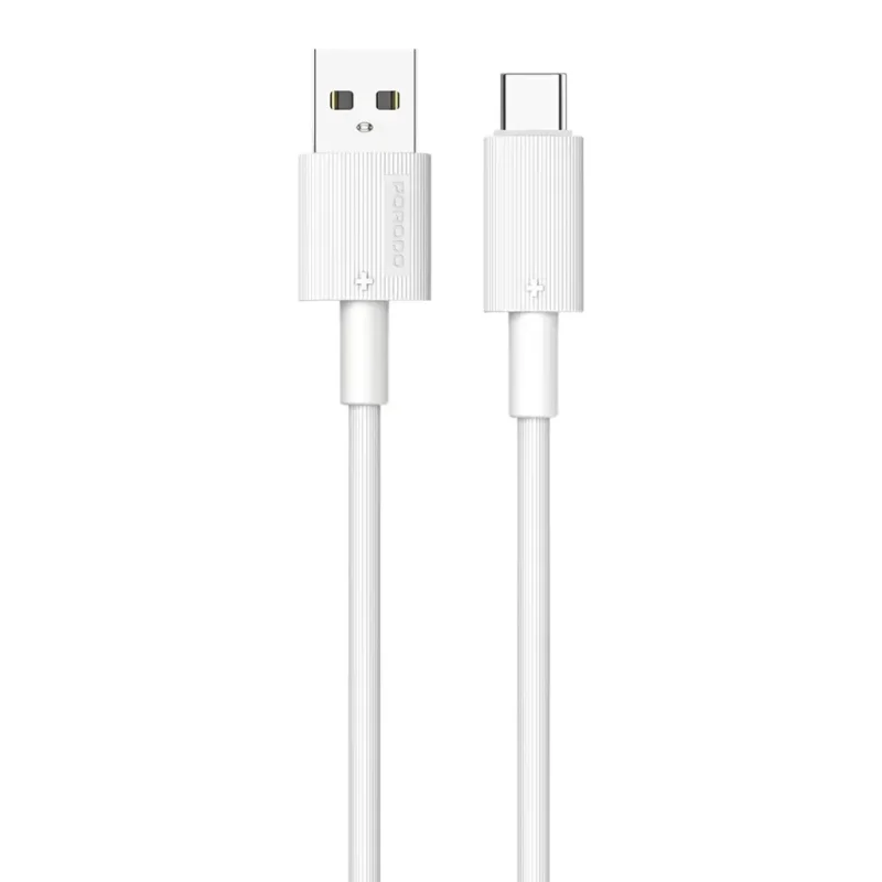 كيبل شحن ومزامنة بيانات برودو من USB-A إلى Type-C بطول 1.2 متر (خامة PVC) – أبيض  6849108446075