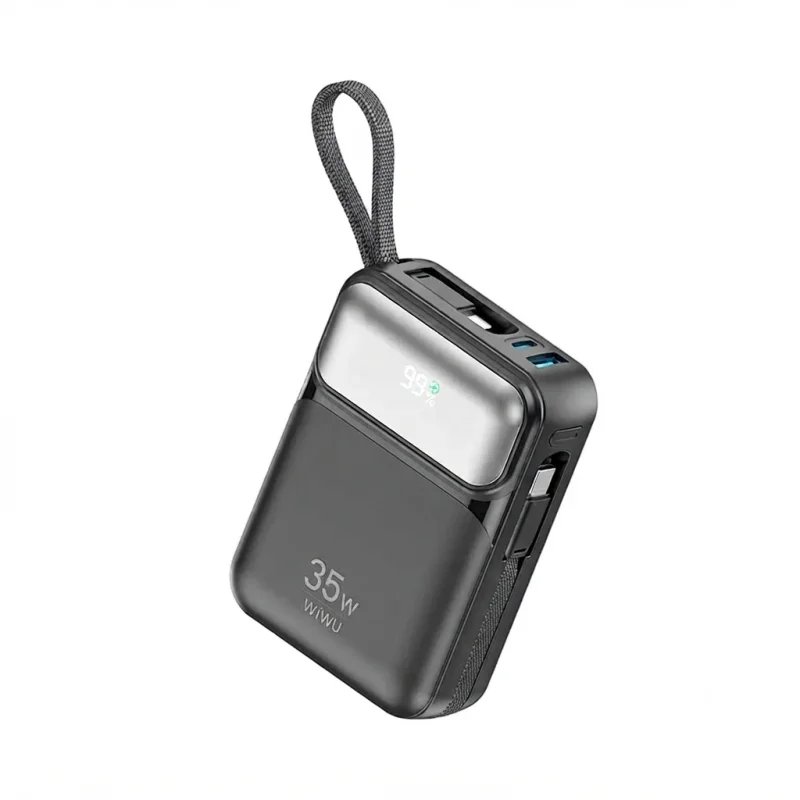 باور بانك WIWU Galaxy Series P036 بسعة 20000mAh مع كيبلين مدمجين وشحن سريع 35W وشاشة رقمية – 6976975618806