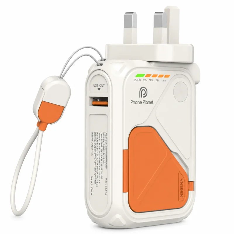 باور بانك PHONE PLANET PP-PB22.5W08 بسعة 10000mAh – شحن لاسلكي مغناطيسي 22.5 واط مع شاحن جداري