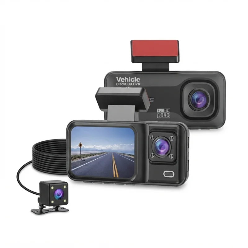 كاميرا السيارة Vehicle BlackBox DVR بعدسات متعددة Full HD 1080p مع Wi-Fi
