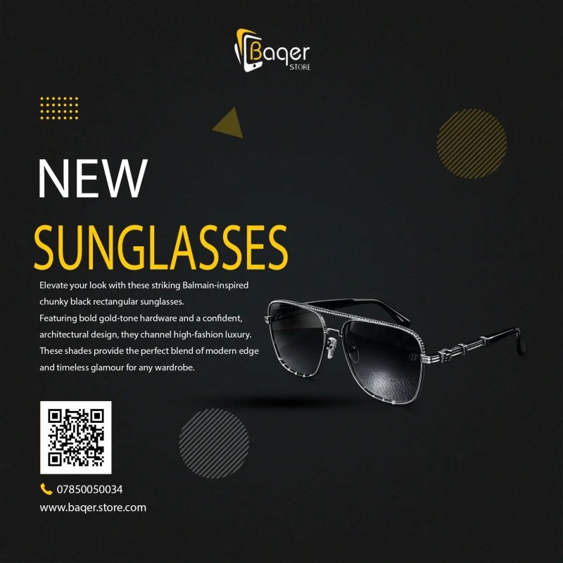 Balmain Premier BPS 155 Navigator Sunglasses – Titanium Frame, Double Bridge, Luxury Shield Design