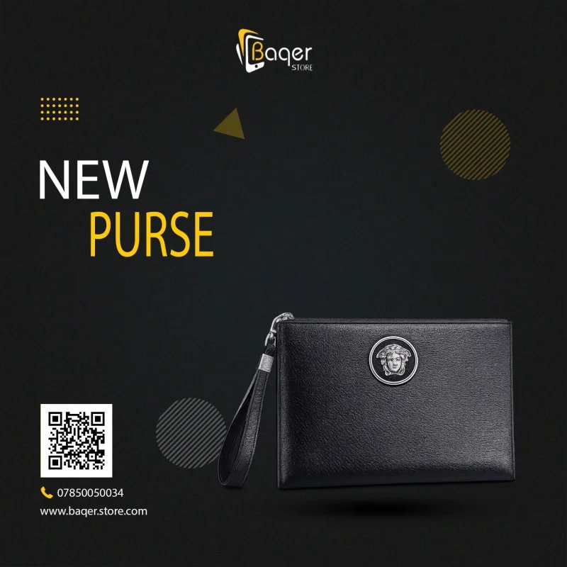 محفظة بسحاب مع حزام يد  من Versace