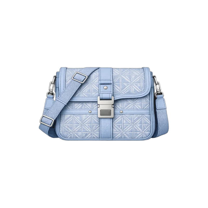 Oblique Embossed Messenger Bag – Light Blue Edition | تصميم فاخر كلاسيكي | باقر ستور العراق