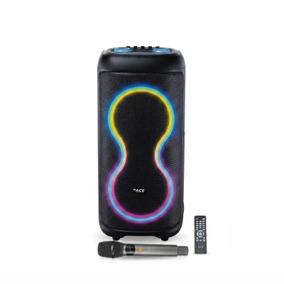 مكبر صوت حفلات لاسلكي DR-S8A بسماعتين 8 إنش مع ميكروفون لاسلكي وإضاءة RGB