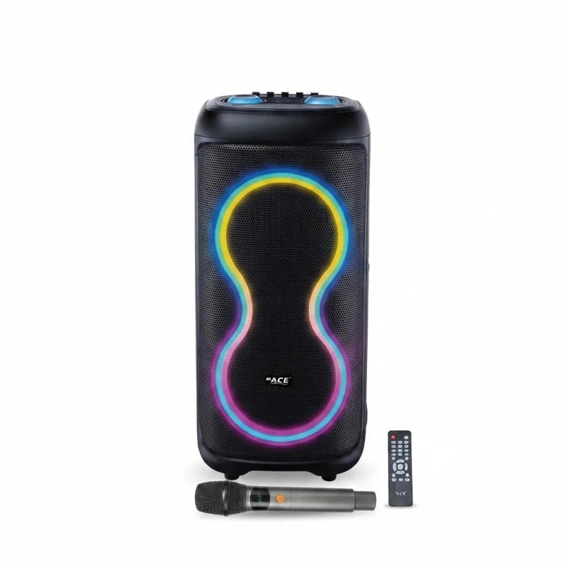 مكبر صوت حفلات لاسلكي DR-S8A بسماعتين 8 إنش مع ميكروفون لاسلكي وإضاءة RGB