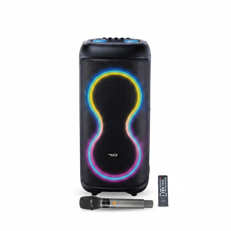 مكبر صوت حفلات لاسلكي DR-S8A بسماعتين 8 إنش مع ميكروفون لاسلكي وإضاءة RGB