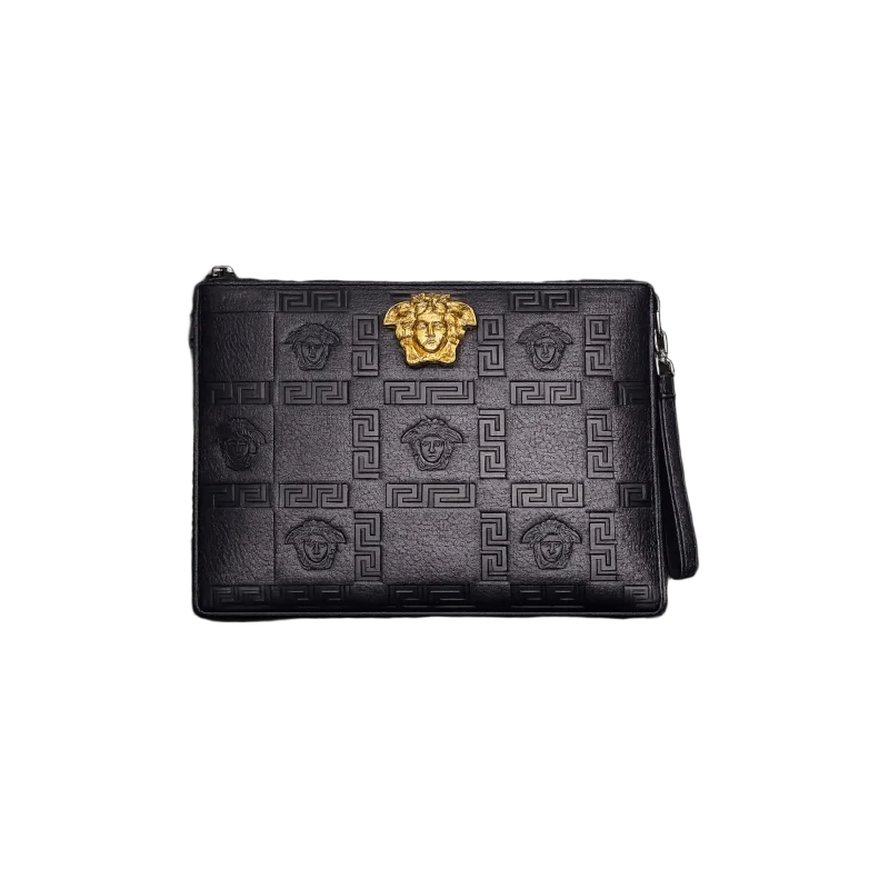 Versano Medusa Milano – Medusa Icon Embossed Leather Zip Clutch – Black Edition | تصميم فاخر مستوحى | باقر ستور العراق