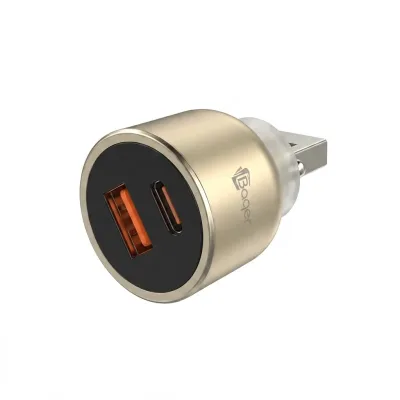 شاحن سيارة سريع Baqer بقدرة 76 واط بمنفذي USB-A و          BA-CO14