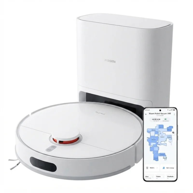 مكنسة Xiaomi Robot Vacuum H40 – شفط 10000Pa مع محطة تفريغ ذاتي