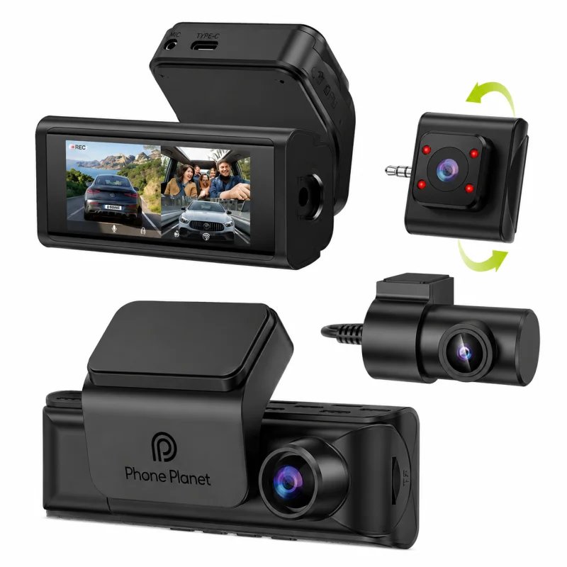 كاميرا سيارة PHONE PLANET PP-DC03 ثلاثية القنوات بدقة 4K + 1080P + 1080P