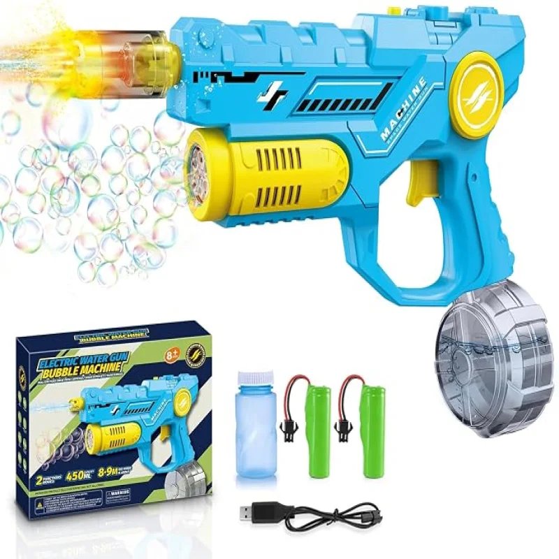 مسدس الماء والفقاعات الكهربائي غرين ليون Green Lion GN90- Gun With Bubble - لون أزرق