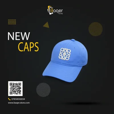 قبعة بيسبول قطنية بتطريز أبيض كبير ثلاثي الأبعاد – أزرق – BQ-CP1109