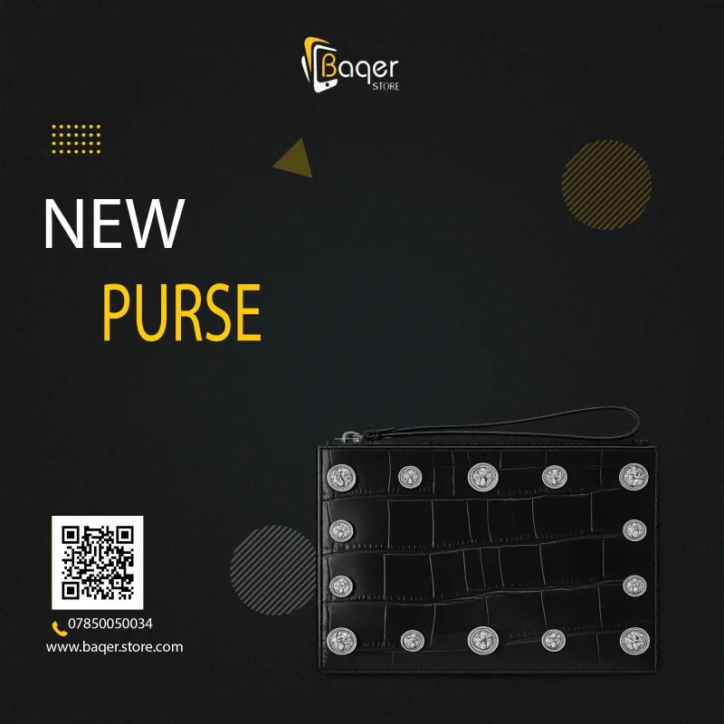 Versace – Medusa Studded Croc Leather Clutch – Black Edition