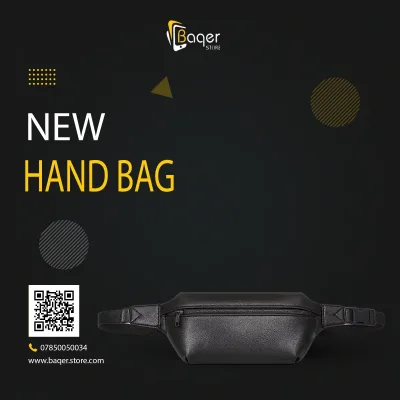 حقيبة خصر جلدية بتصميم بسيط وسحاب علوي – أسود – BQ-CB417