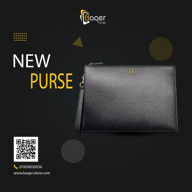 كلتش جلد بتصميم Gucci وشعار GG