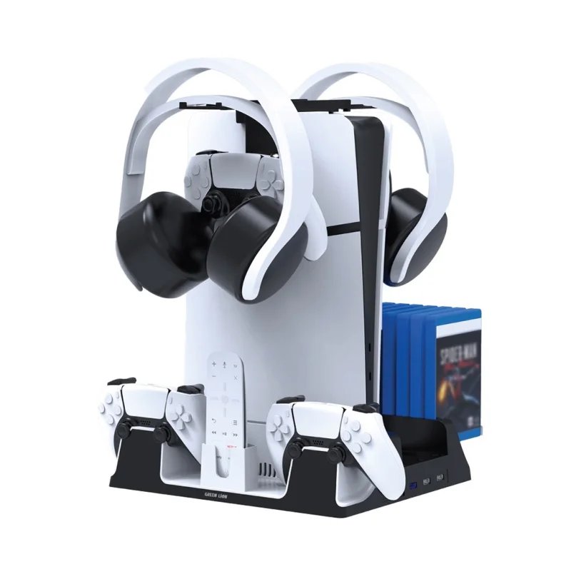 قاعدة تبريد وشحن بلايستيشن 5 غرين ليون Green Lion PS5 Cooling Stand Charging Station - لون أبيض