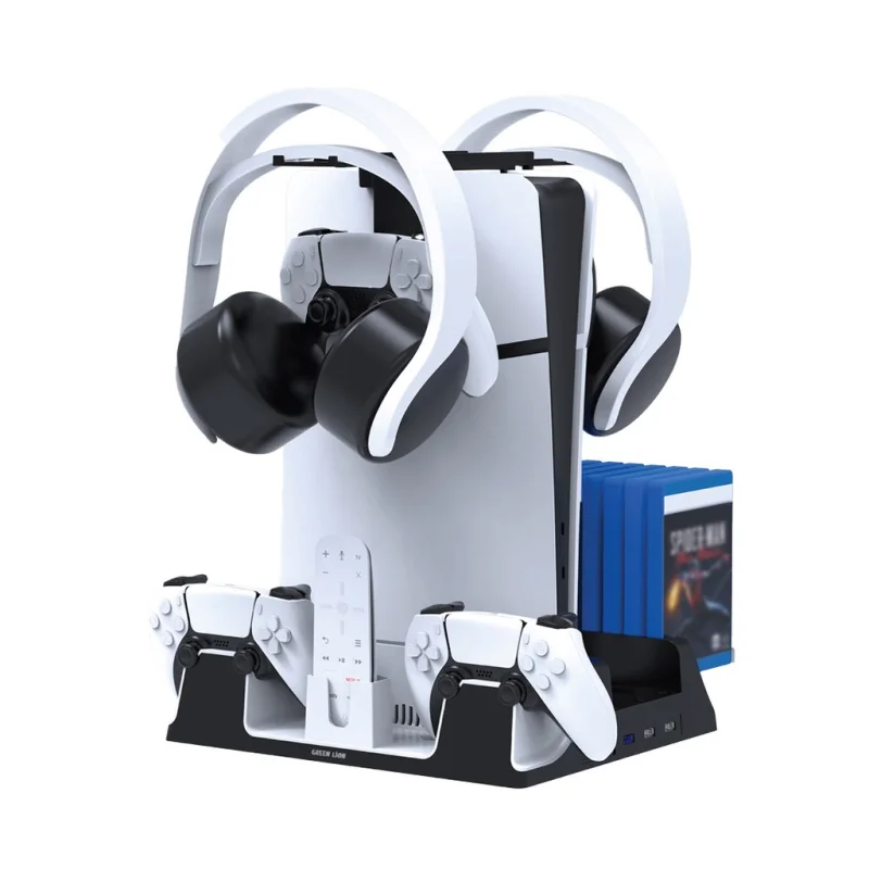 قاعدة تبريد وشحن بلايستيشن 5 غرين ليون Green Lion PS5 Cooling Stand Charging Station - لون أبيض