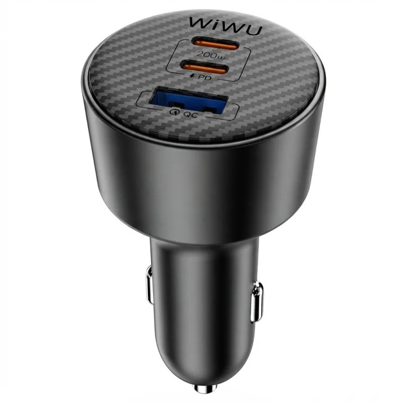 شاحن سيارة WIWU Warriors Wi-CC026 سريع بقوة 200W مع منفذين USB-C ومنفذ USB-A