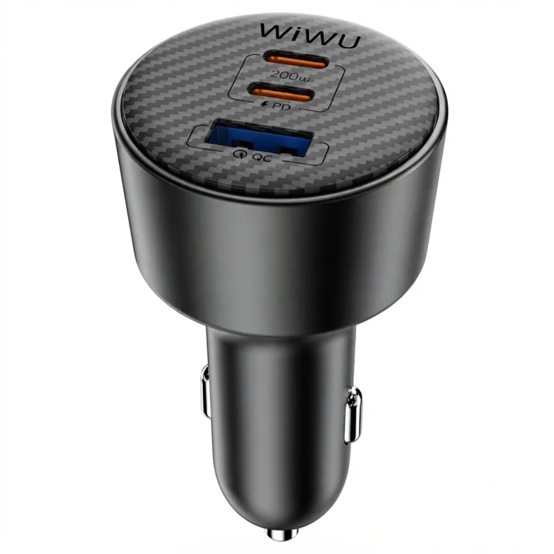 شاحن سيارة WIWU Warriors Wi-CC026 سريع بقوة 200W مع منفذين USB-C ومنفذ USB-A