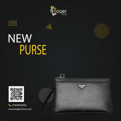 Soft Grain Leather Wristlet Clutch – Black Edition | تصميم فاخر كلاسيكي | باقر ستور العراق
