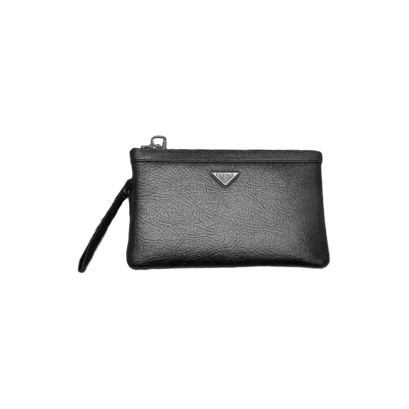 Soft Grain Leather Wristlet Clutch – Black Edition | تصميم فاخر كلاسيكي | باقر ستور العراق