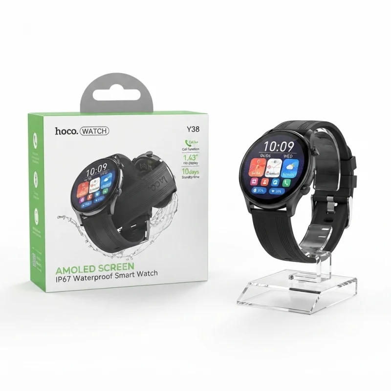ساعة Hoco Y38 الذكية بشاشة AMOLED ومقاومة للماء IP67