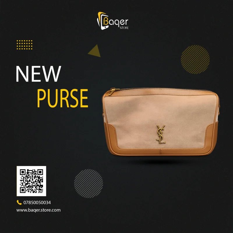 كلتش جلد بتصميم YSL – أناقة فاخرة