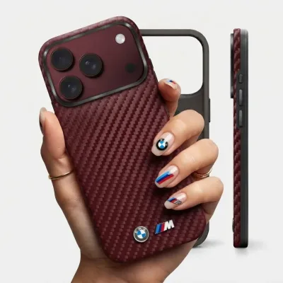 كفر BMW MagSafe من جلد PU بنمط Carbon لهاتف iPhone 18 Pro Max