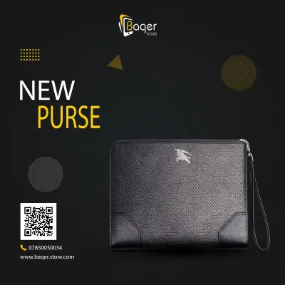 London Check Zip Wallet – Black Edition | تصميم فاخر كلاسيكي | باقر ستور العراق