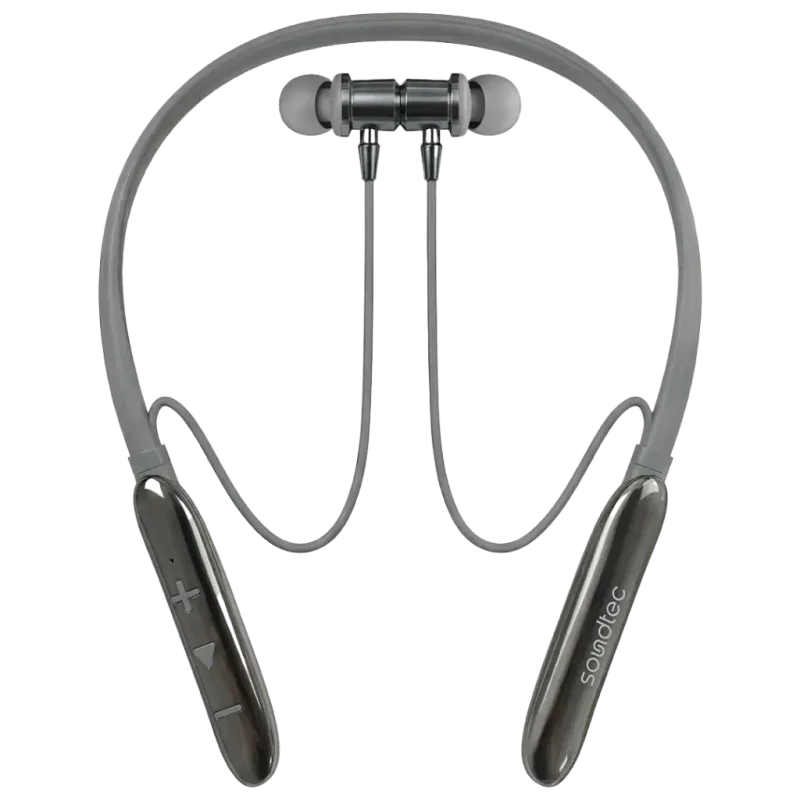 سماعة رقبة لاسلكية Porodo Soundtec Auraband مع عزل ضوضاء المكالمات ENC وبلوتوث 5.4 وبطارية 200mAh – فضي