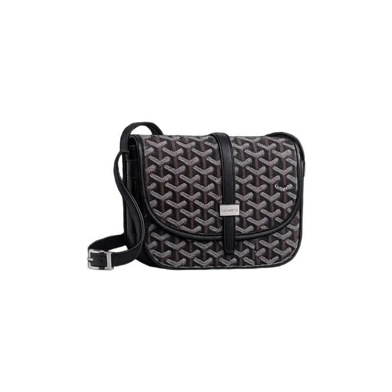 Goyard Belvedere PM Crossbody Bag – Black & Grey Monogram | تصميم فاخر مستوحى | باقر ستور العراق