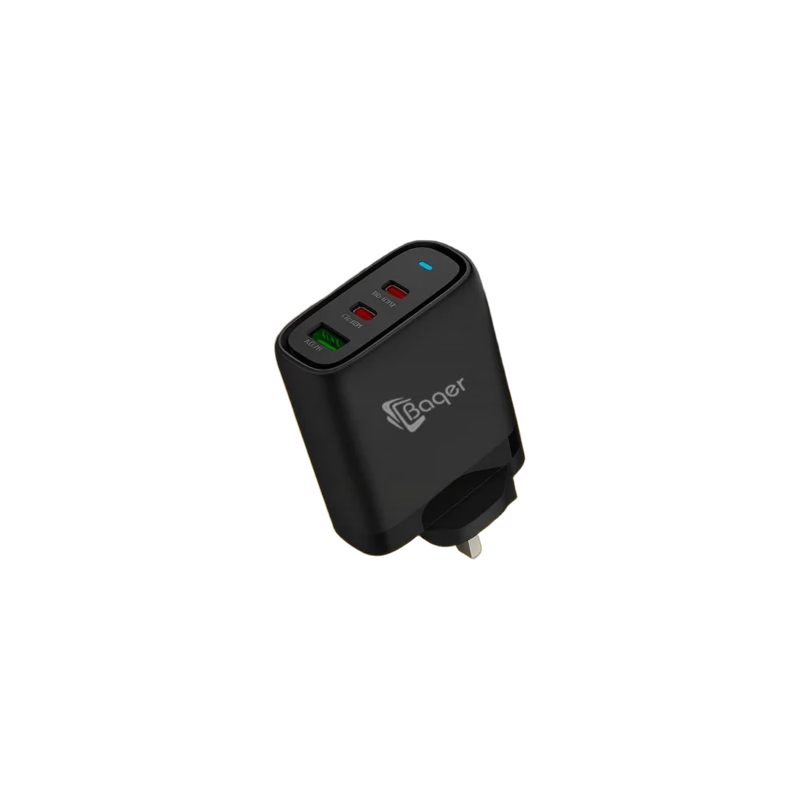 Baqer 65W Multi-Port Wall Charger (2× Type-C + USB) –TD_PA163