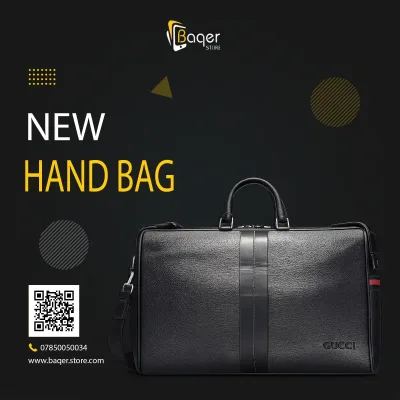 Travel Leather Duffle Bag – Black Edition | تصميم فاخر كلاسيكي | باقر ستور العراق