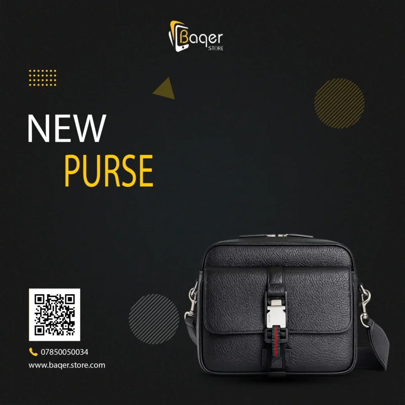 Gucci – Web Stripe Leather Crossbody Bag – Black Edition