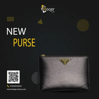 Saffiano Leather Clutch – Black Edition | تصميم فاخر كلاسيكي | باقر ستور العراق