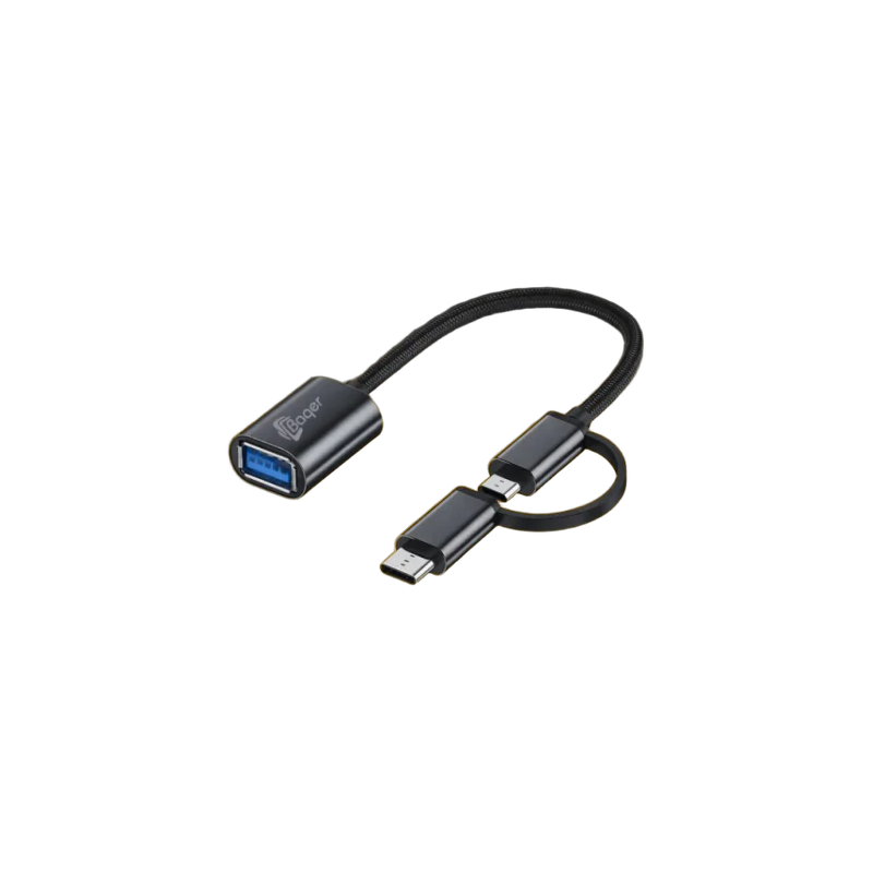 Baqer USB to Micro USB & Type-C Adapter Cable – Multi-Purpose –G10