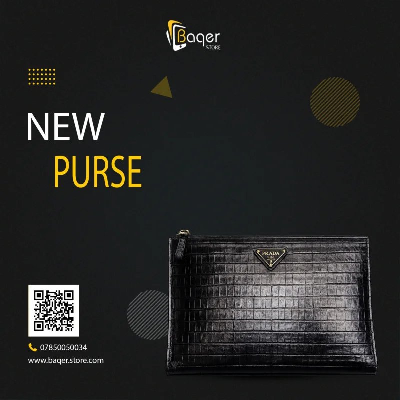 Prada – Crocodile Embossed Clutch – Black Edition