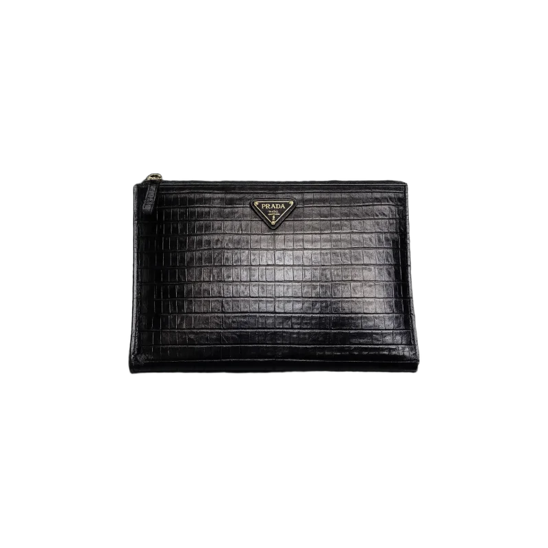 Crocodile Embossed Clutch – Black Edition | تصميم فاخر كلاسيكي | باقر ستور العراق
